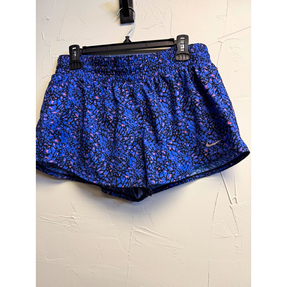 Nike Dri-FIT Women's large Running Shorts Drawstring Elastic Waist Abstract Blue